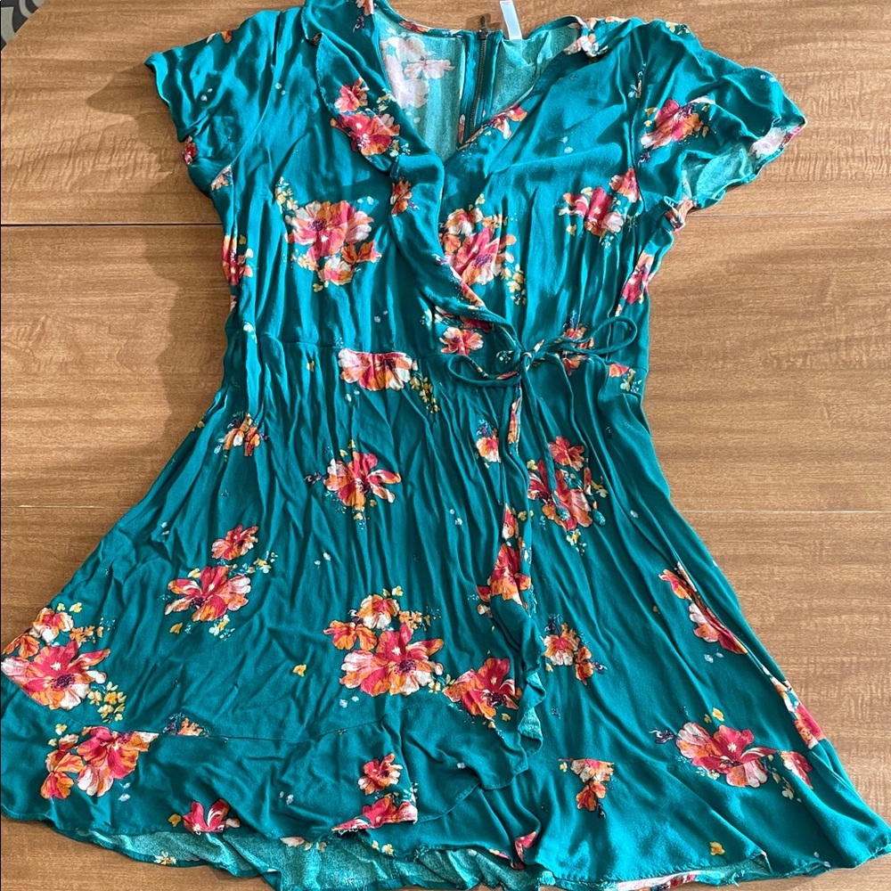 Xhilaration Teal Floral Dress